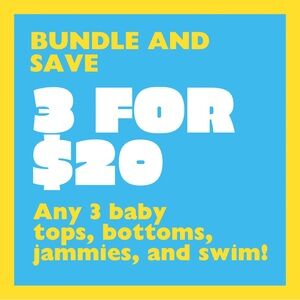 3 for $20 Baby Swim, Tops, Bottoms, and Pajamas